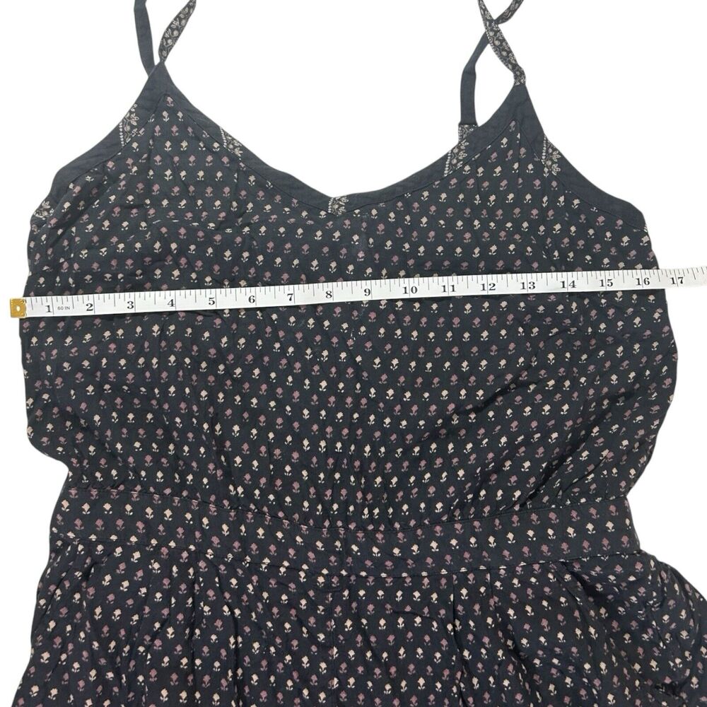 Fat Face Black Ditsy Floral Jumpsuit Romper Size 10 Viscose Adjustable Straps - Picture 8 of 16